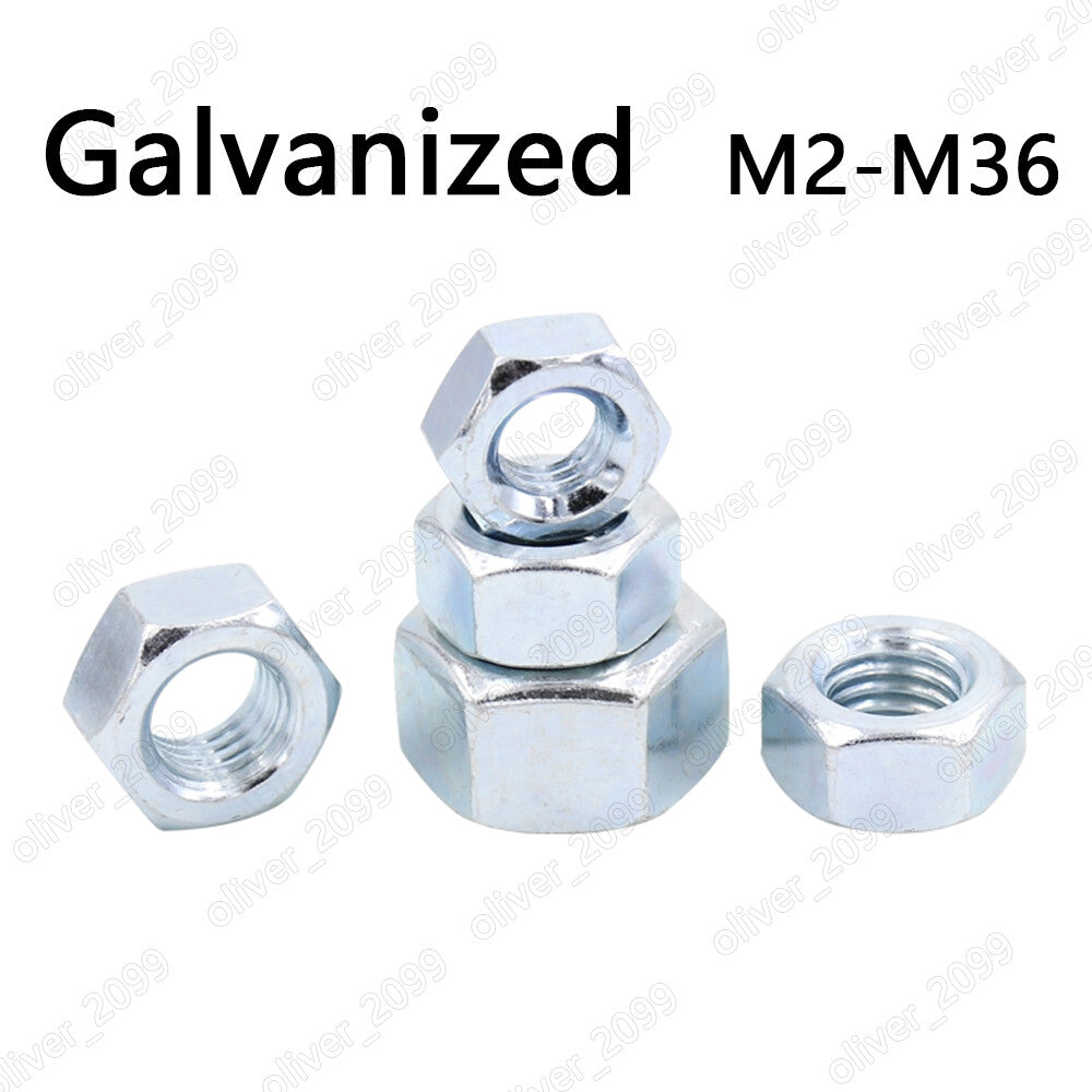 Galvanized Steel Hexagon Nuts M2 M2.5 M3 M4 M5 M6 M8 M10 M12 M16 M18 M20 M22-M36