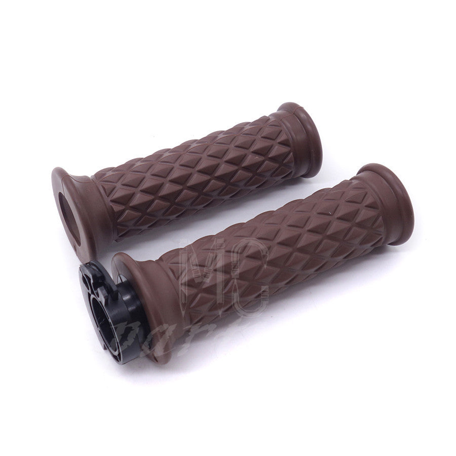 ya 5 8.7 7/8 Brown Motorcycle Hand Grip Throttle Handlebar Open Bar End Chopper Bobber