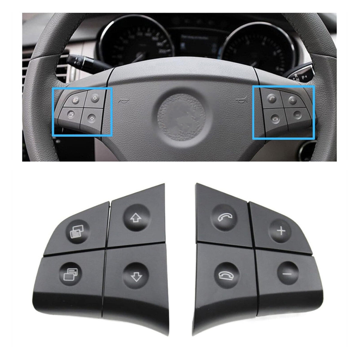 ya 13 Steering Wheel Switch Buttons Black for Mercedes ML GL R B CLass W164 W251 W245