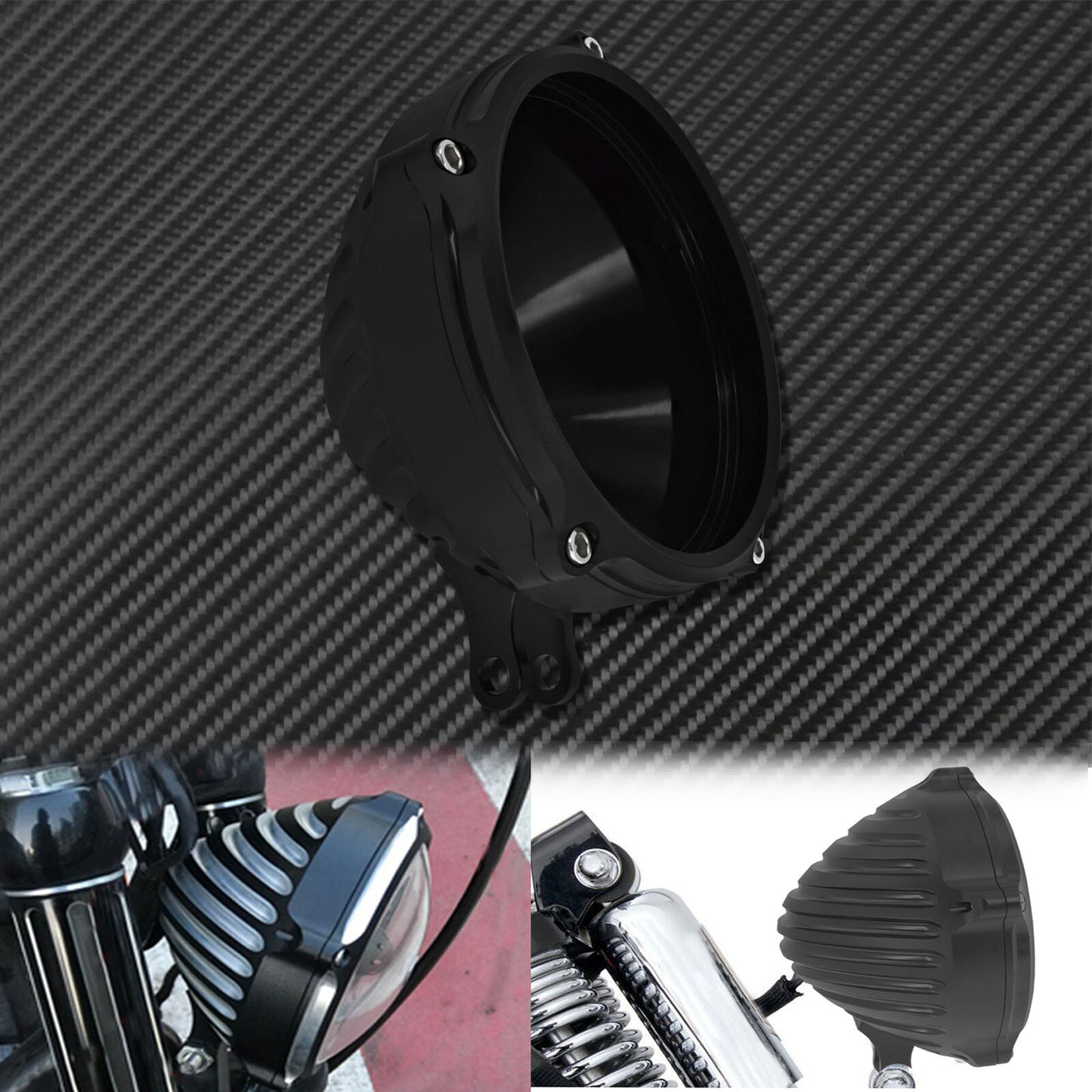 ya 4 6.22 5.75'' CNC Headlight Cover With Bottom Mount Configuration Fit For Dyna Softail
