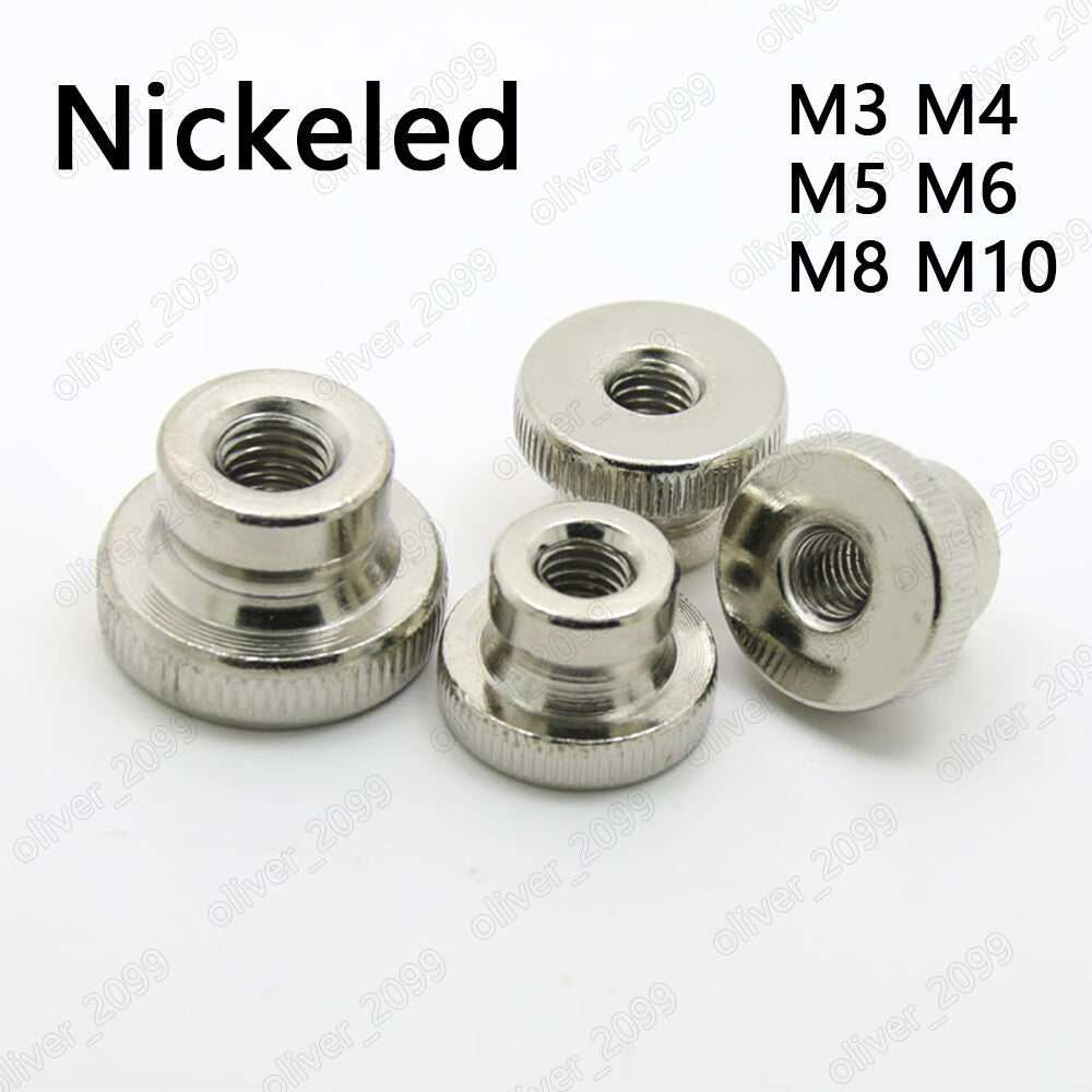 Nickeled Steel DIN466 Knurled Thumb Nuts With Collar M3 M4 M5 M6 M8 M10