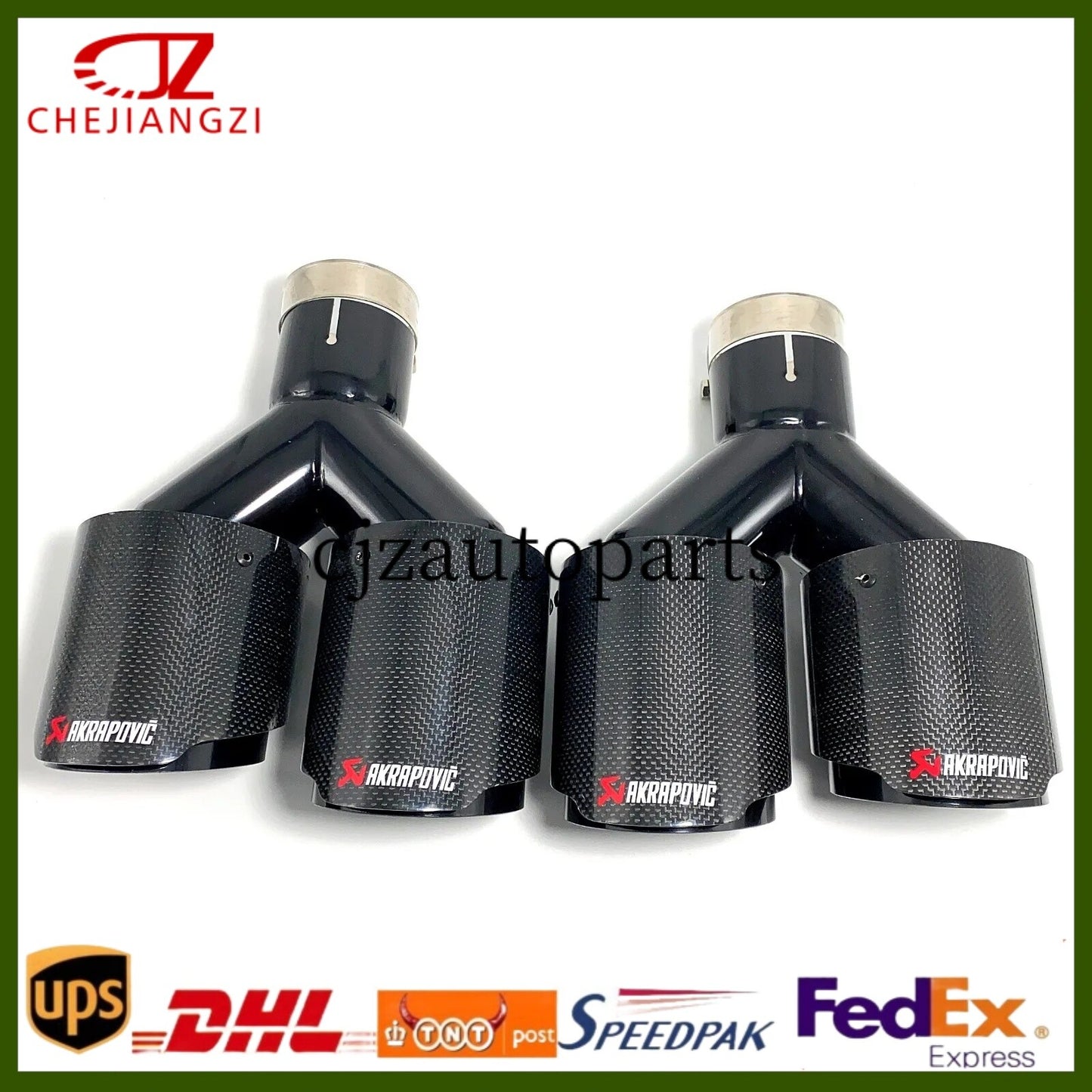 ya 4 6.17.2 Akrapovic Glossy Black Carbon Fiber Tip Dual Muffler OD:76 89 101 114MM