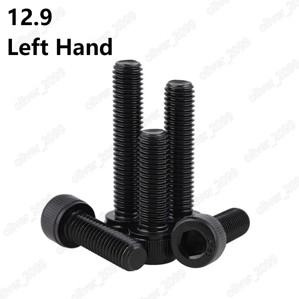 Black 12.9 Steel Hex Socket Bolt Cap Head Screw Left Hand Thread M4/M5/M6/M8/M10
