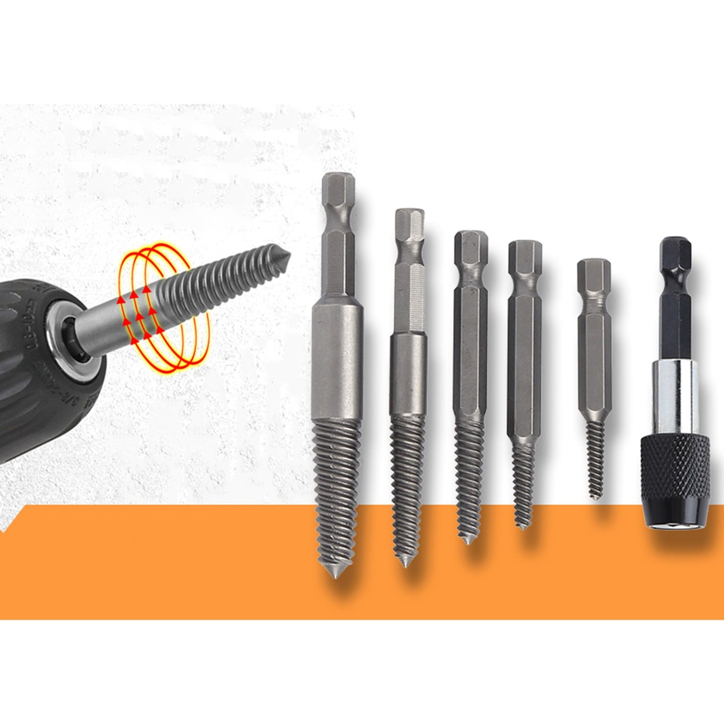 ya 25 6Pcs Headless Screw Extractor Set Woodwork Hex Shank Fine Teeth Stripped