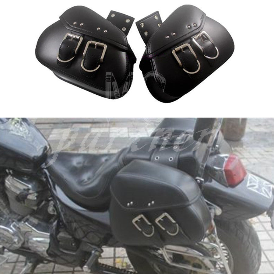ya 11 6.5 Pair Black PU Leather Luggage Bags Motorcycle Saddlebags Saddle Bags Pouch Bag