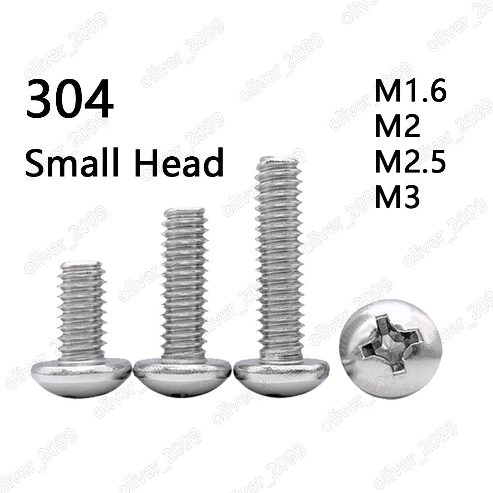M1.6-M3 304 Stainless Steel Non-Standard Phillips Cross Small Pan Head Screws