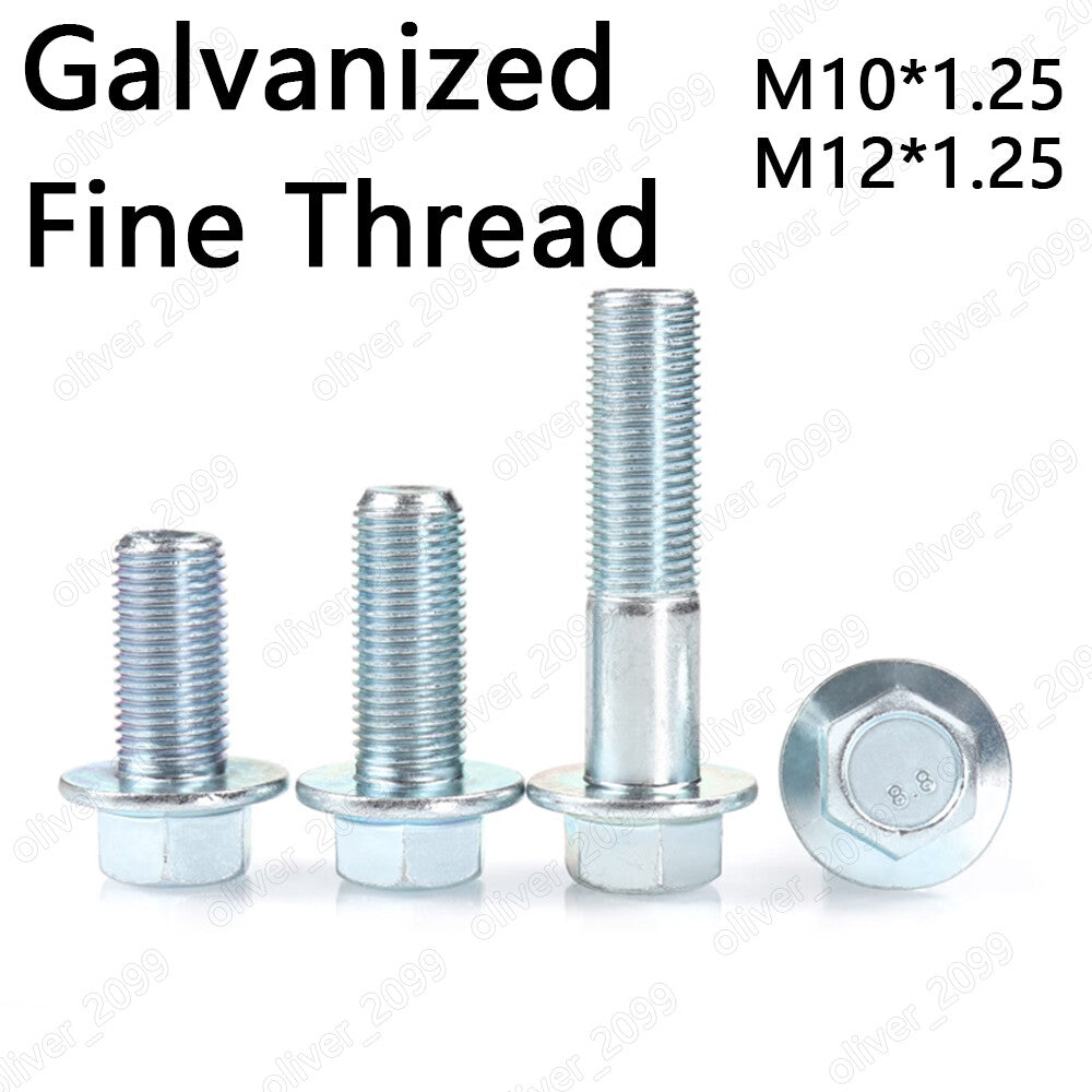 Galvanized 8.8 Steel Fine Thread Hexagon Flange Head Bolts Screws M10 M12
