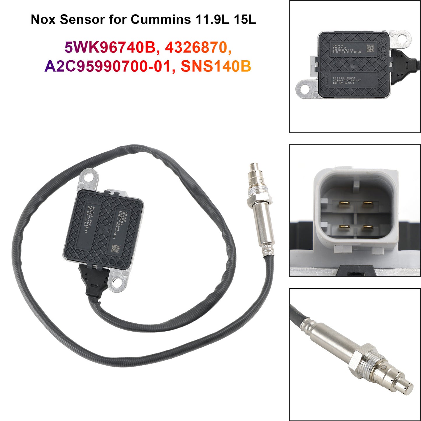 ya 1 8.5.3 NEW 1¡Á NOX Nitrogen Oxide Sensor Inlet 4326870 For 13-18 11.9L 15L ISX