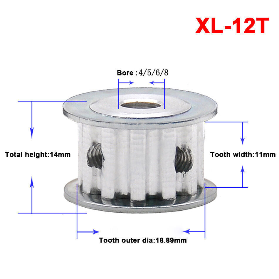 XL12T Synchronous Wheel 4/5/6/6.35/8mm Bore AF Timing Pulley 10mm Belt Width