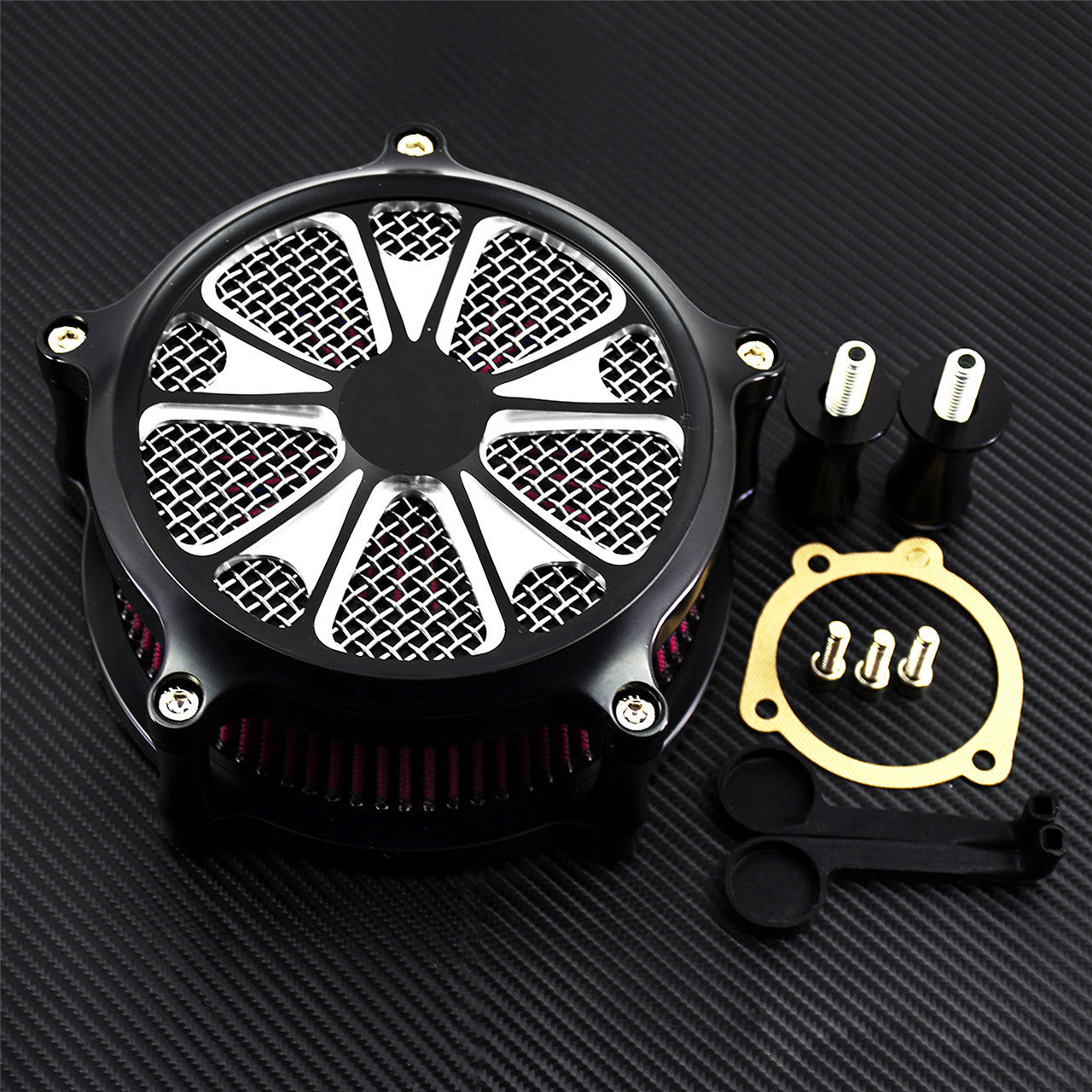 ya 8 5.26 Motorcycle Red Air Cleaner Intake Filter Fit for Harley Dyna 00-17 Softail 00-15