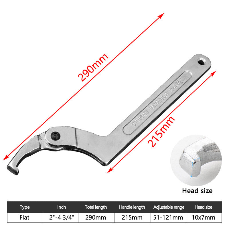 ya 1 7.3 Adjustable hook spanner 51-121 mm C flat spanner tool slotted fixed universal