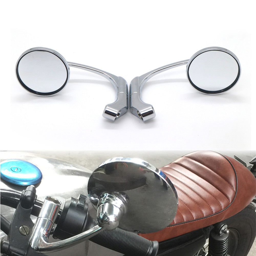 ya 4 6.21 Motorcycle Chrome Retro L-bar Round Rearview Side Mirror GN125 Cafe Racer Custom