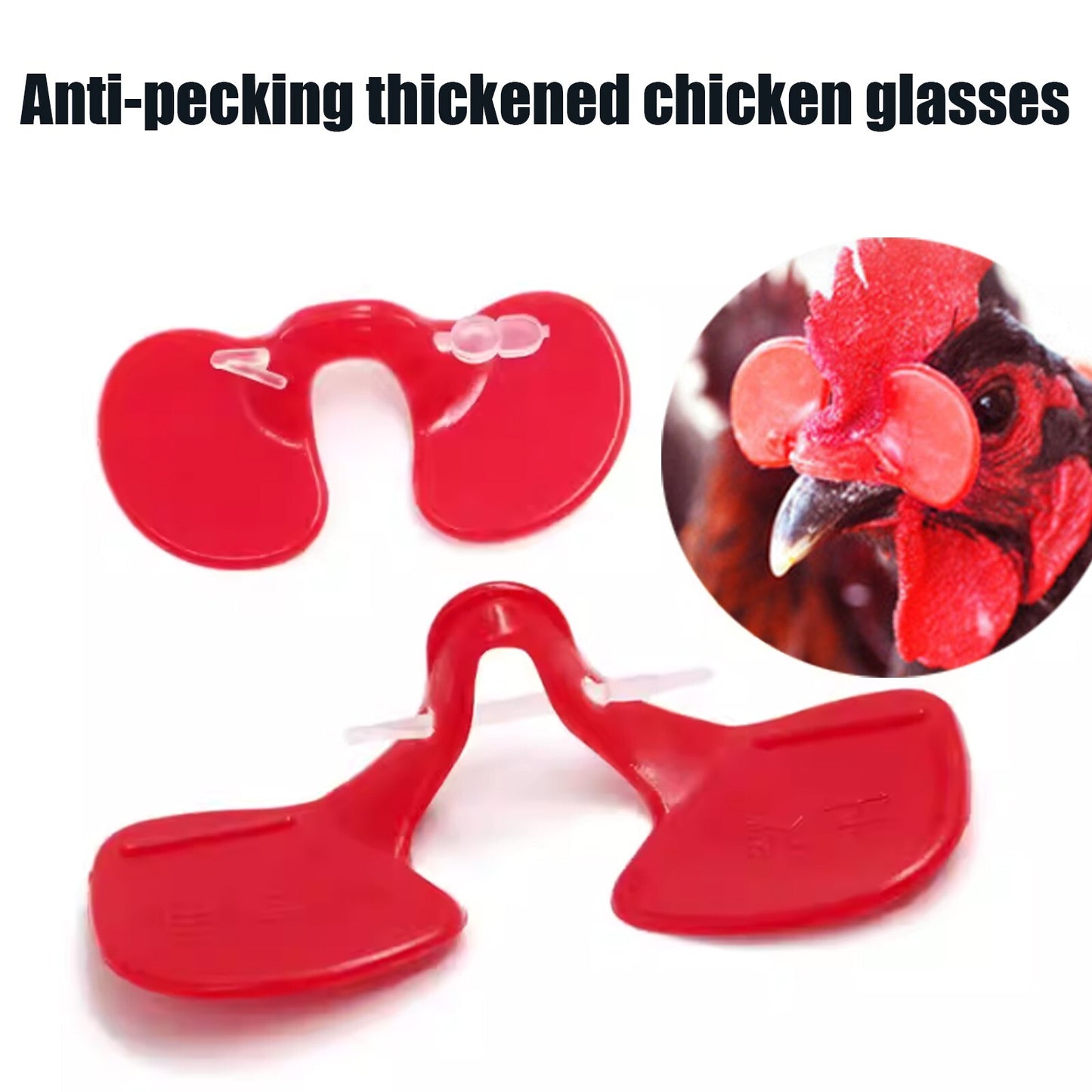 Red Plastic Chicken Eyes Glasses 100Pcs Avoid Hen Peck Each Other Chicken Farm
