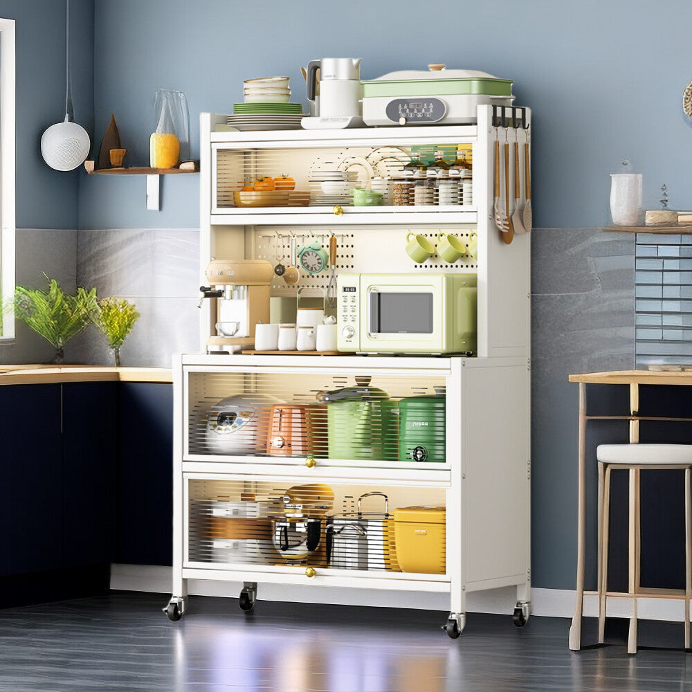 ya 28 For Kitchen Metal Storage Shelves, Multi-Function 4-Wheel Mobile