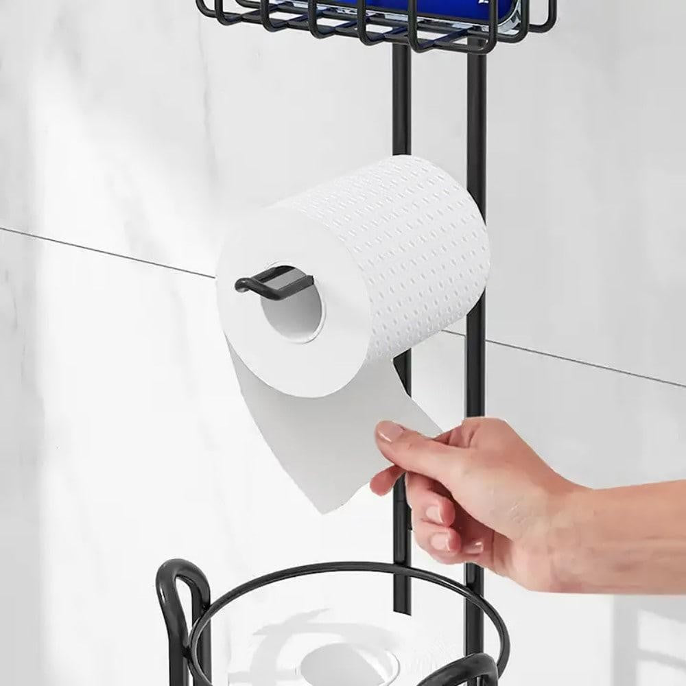 ya 28 Toilet Paper Holder Floor Storage Stainless Steel Rustproof For Bathroom Black