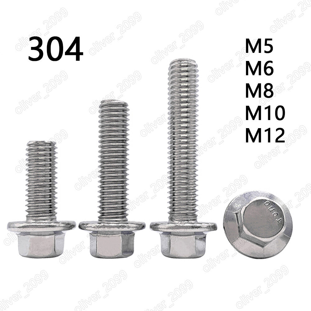 M5 M6 M8 M10 M12 304 Stainless Steel Hexagon Flange Bolts Hex Flange Head Screws