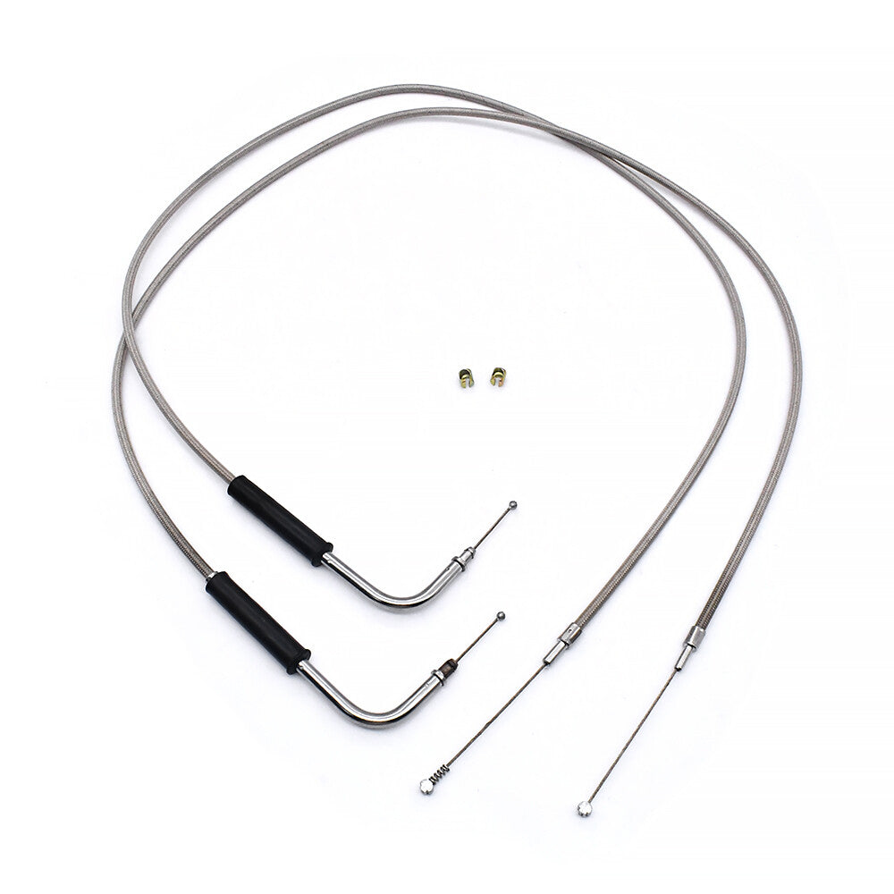 ya 5 8.7 42 56579-02A Stainless Steel Throttle & Idle Cable Set for Harley-Davidson