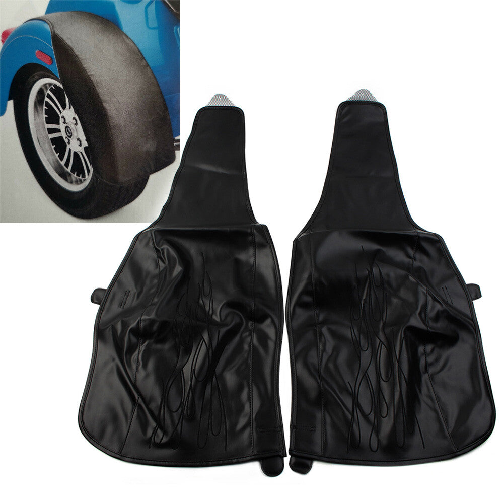 ya 7 6.10.2 Black PU Leather Flame Rear Trike Fender Bra Fits for Harley Tri Glide Ultra Classic