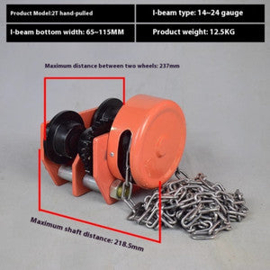 ya-26-7.28-Hand-Push-Hand-Pull-Running-Car-0.5/1/2-Tonne-I-beam-Pulley-Lifting-Pulleyd