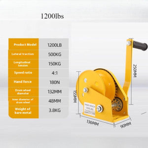 ya 26 7.28.2 Hand Crank Two-way Self-locking Manual Winch Household Small Portable Tractioni