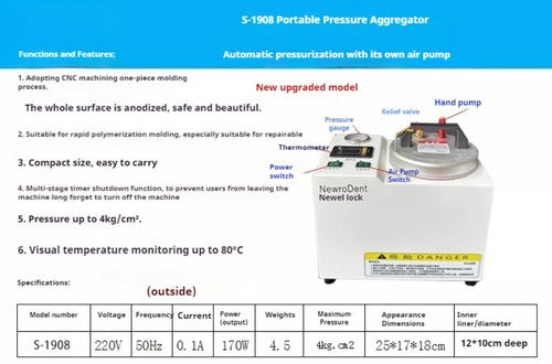 ya 26 7.28.2 Dental Lab Polymerizing Machine Polymerizer Portable Pressure Polymerization Potn
