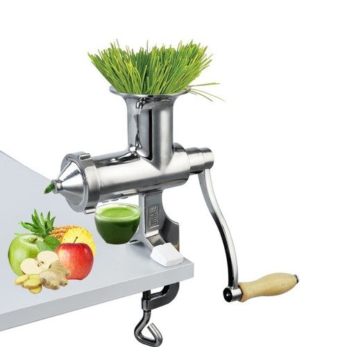 ya 26 8.1 Stainless Steel Manual Juicer with Screw Clamps Silver Wheatgrass Juicerg
