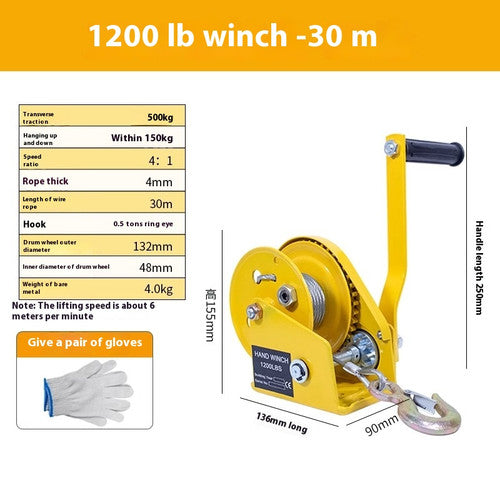 ya 26 7.28.3 1200LBS Self-locking hand winch Stainless steel Boat windlas truck lifting hoistc