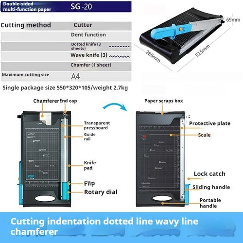 ya 26 7.28.3 TM-20 Paper Cutting Machine, A4 Dotted Line Wavy Line Indentation Cutterf