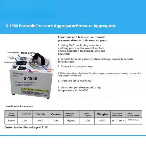 ya 26 7.28.2 Dental Lab Polymerizing Machine Polymerizer Portable Pressure Polymerization Potc