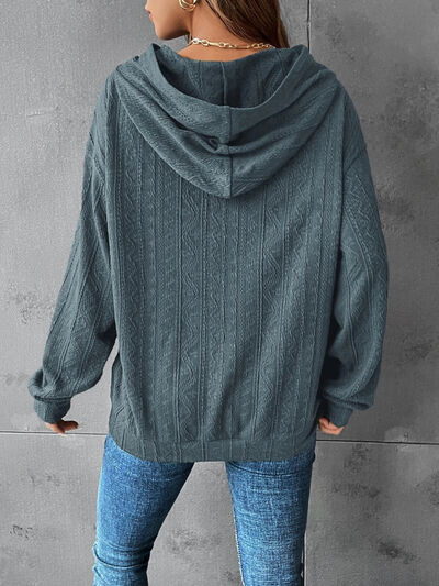 Textured Dropped Shoulder Hoodie