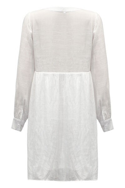 Lace Detail Tie Neck Mini Dress