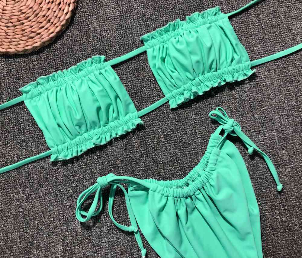 Frill Trim Ruched Bikini Set - Create the impossible
