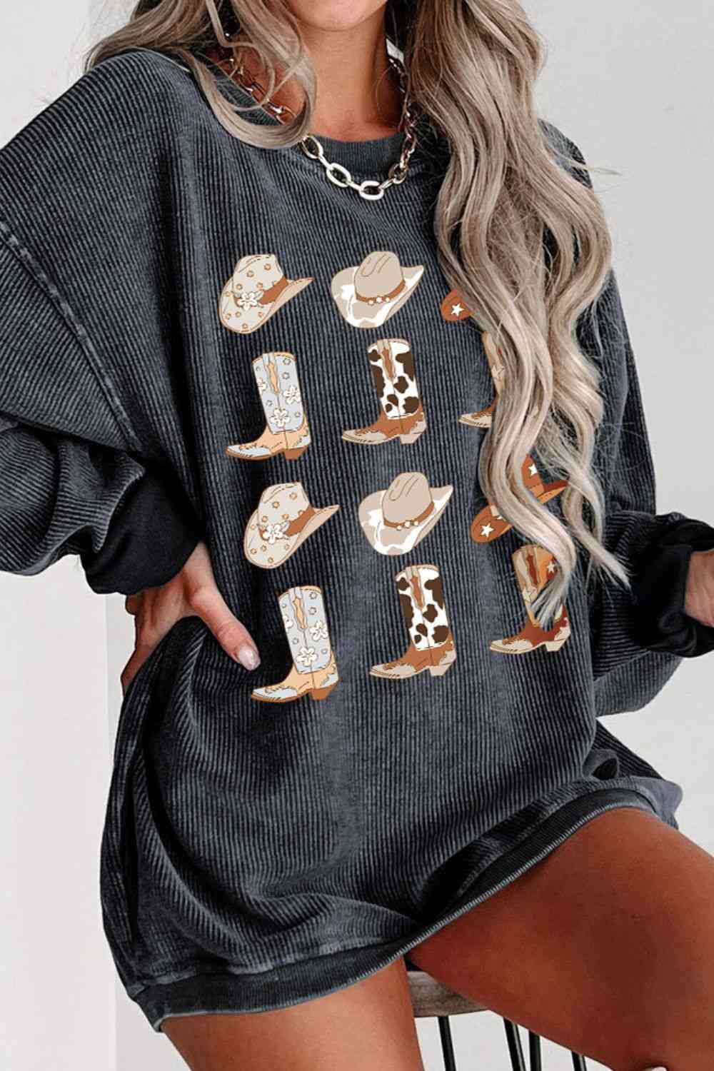 Cowboy Hat & Boot Graphic Sweatshirt - Create the impossible