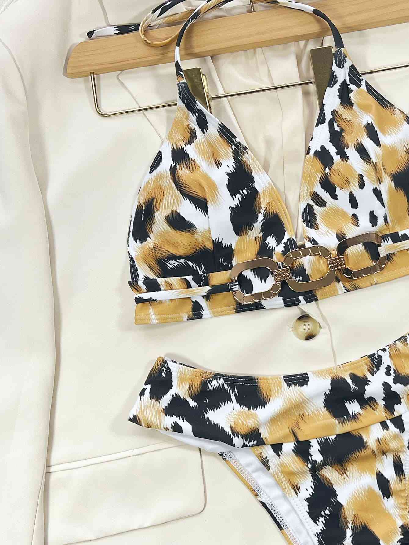 Animal Print Halter Neck Bikini Set - Create the impossible