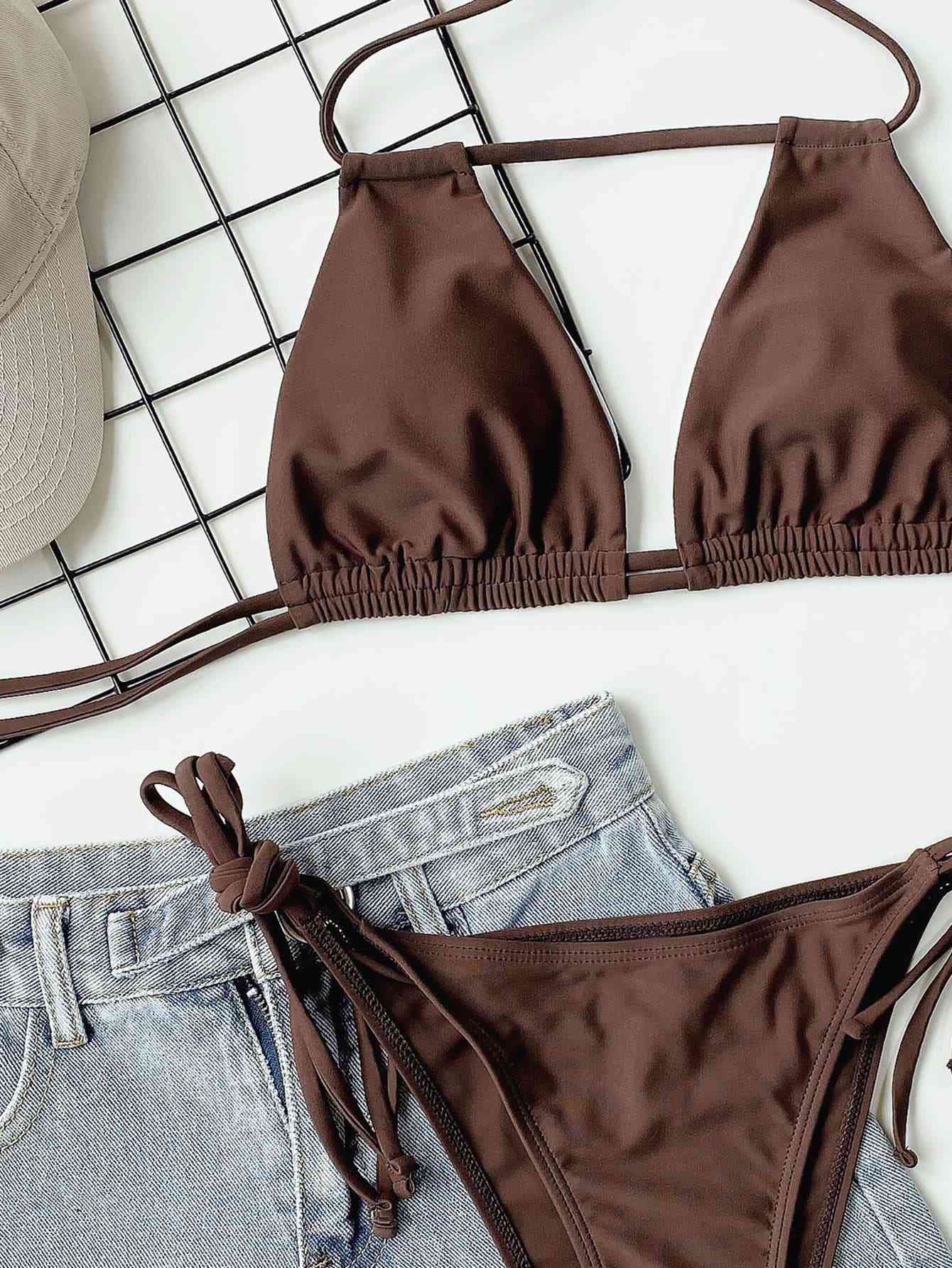 Halter Neck Ruched Bikini Set - Create the impossible