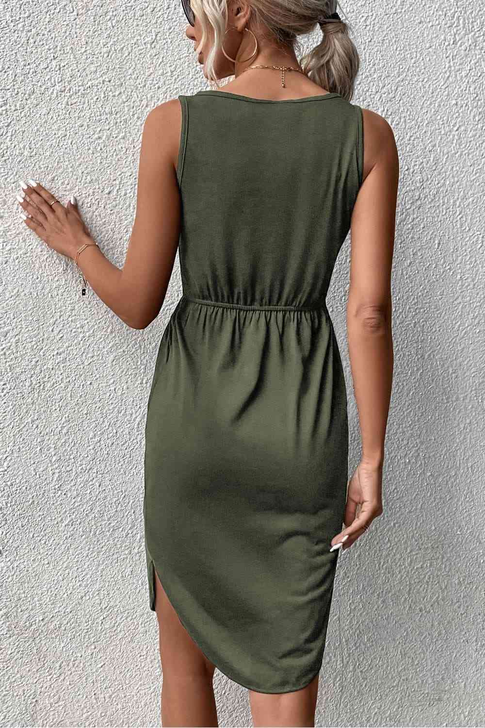 V-Neck Curved Hem Sleeveless Dress - Create the impossible