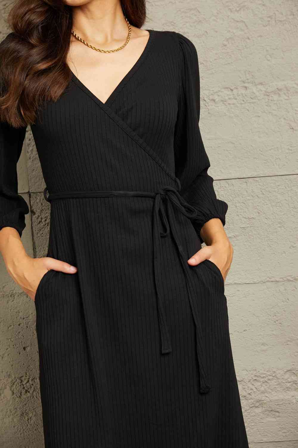 Culture Code Full Size Surplice Flare Ruching Dress - Create the impossible