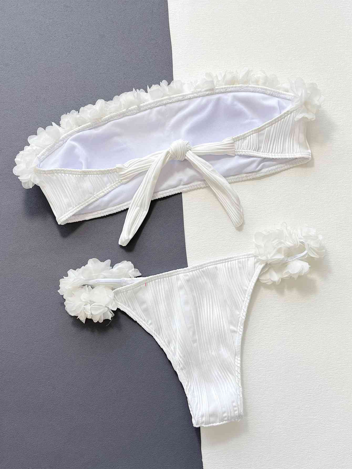 Applique Tie Back Two-Piece Bikini Set - Create the impossible