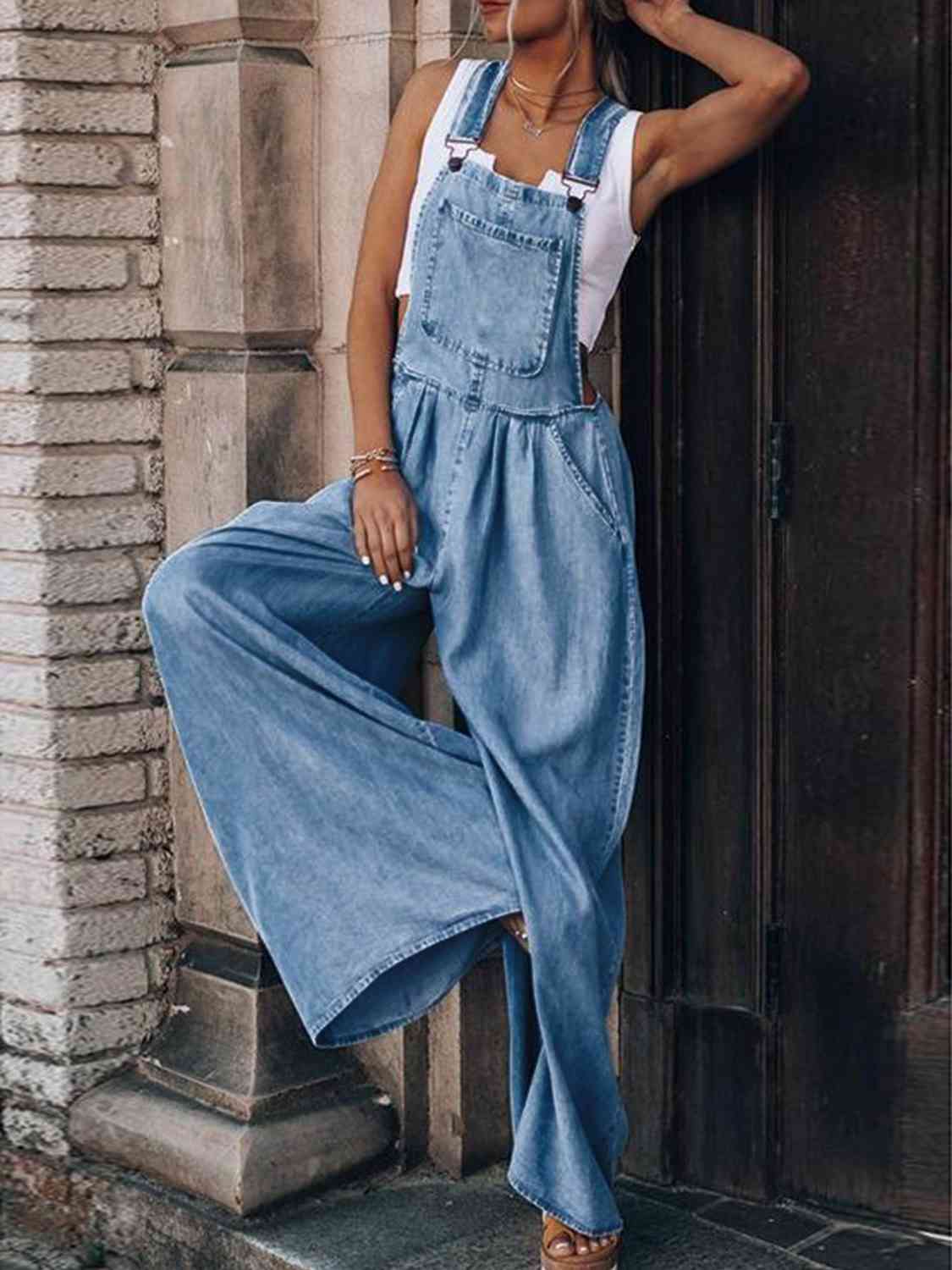 Wide Leg Denim Overalls - Create the impossible
