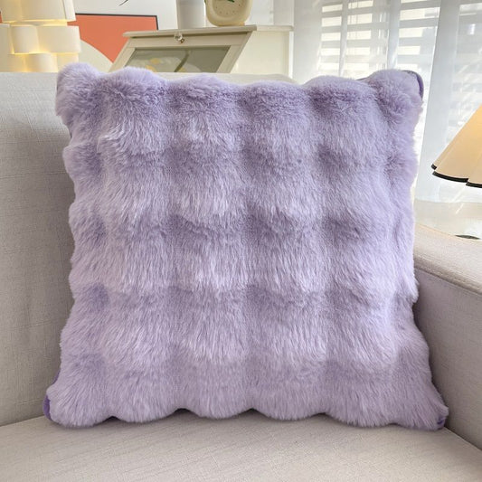 JKAPCYJFHF Thickened Rabbit Plush Purple Pillow Living Room Sofa Back Pillow