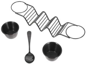ya 14 9.20 baidi 1 Set Taco Holder with Sauce C and Spoon Stainless Steel Taco Holder Stand-1