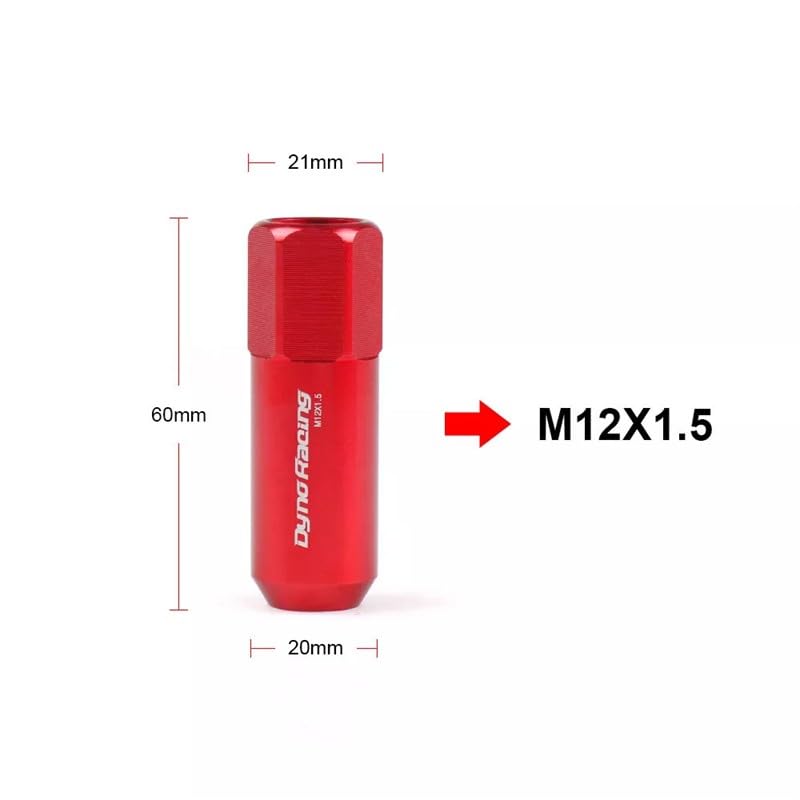 ya 10 9.16 baidi 20Pcs M12X1.5 60MM Extended Tuner Racing Wheel Lug Nuts Forged Aluminum Red