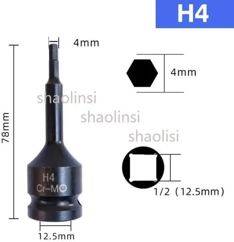 ya 14 9.20 baidi 1/2 Inch Impact Hex Socket Bit 78mm Long H4-H14 Allen Key Wrench Head 1PC-2