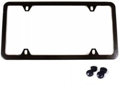 ya 9 10.24 1 Piece Car License Plate Frame Cover Hood Cap for Trunk 4 Holes Black for
