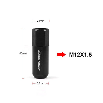 ya 10 9.16 baidi M12X1.5 20Pcs 60MM Extended Tuner Racing Wheel Lug Nuts Forged Aluminum Black