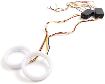 ya 4 8.10 2x White Amber Switchback LED Angel Eyes Halo Rings Car Headlight Retrofit 60MM