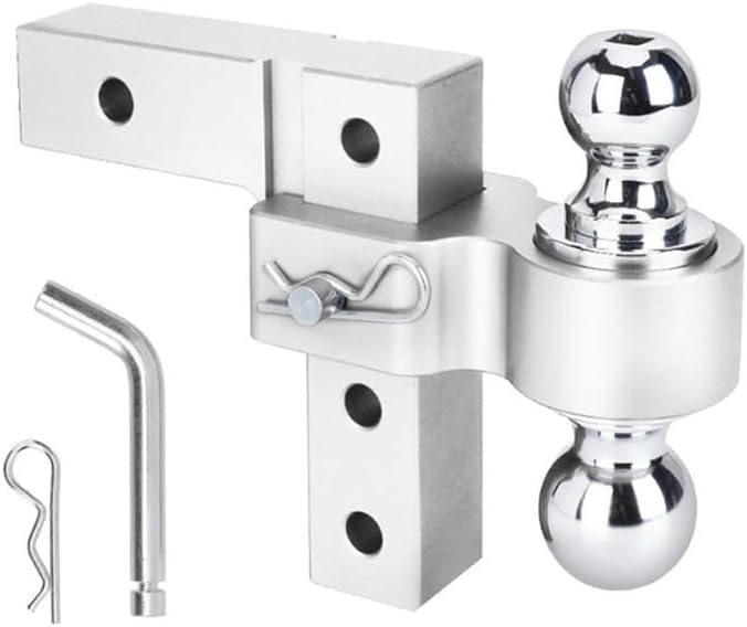 ya 5 8.24 baidi Silver Double Ball 6 Drop Adjustable Trailer Hitch for 2 Receivers