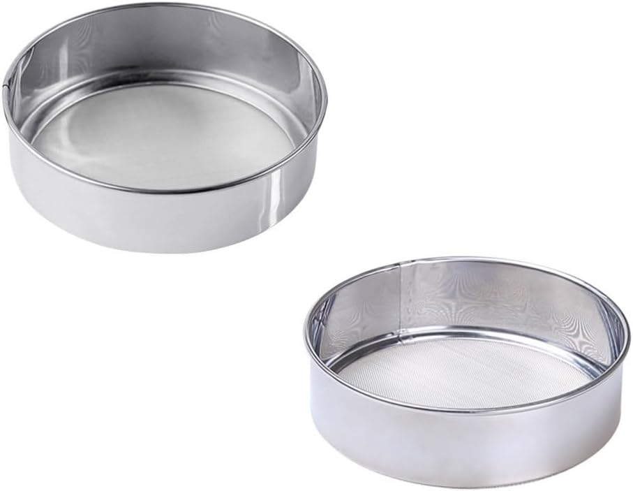 ya 14 9.20 baidi 2 Pcs Flour Sieve Steel Round Stainless Sifter Fine Mesh Strainers-1