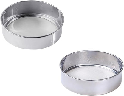 ya 14 9.20 baidi 2 Pcs Flour Sieve Steel Round Stainless Sifter Fine Mesh Strainers-1