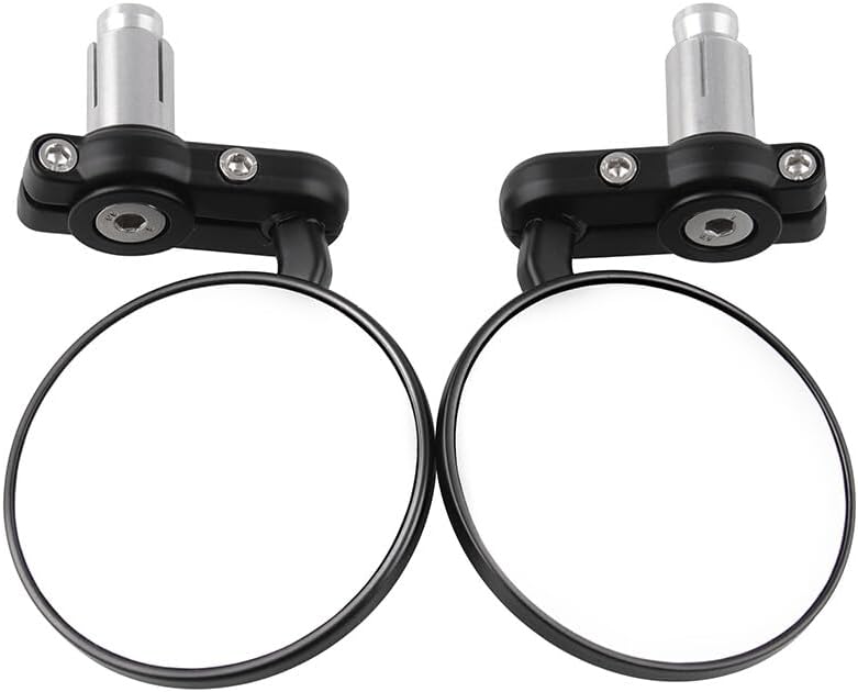 ya 2 8.15 Folding Bar End Motorcycle Mirrors - Aluminum Black - Right and Left Cafe Racer